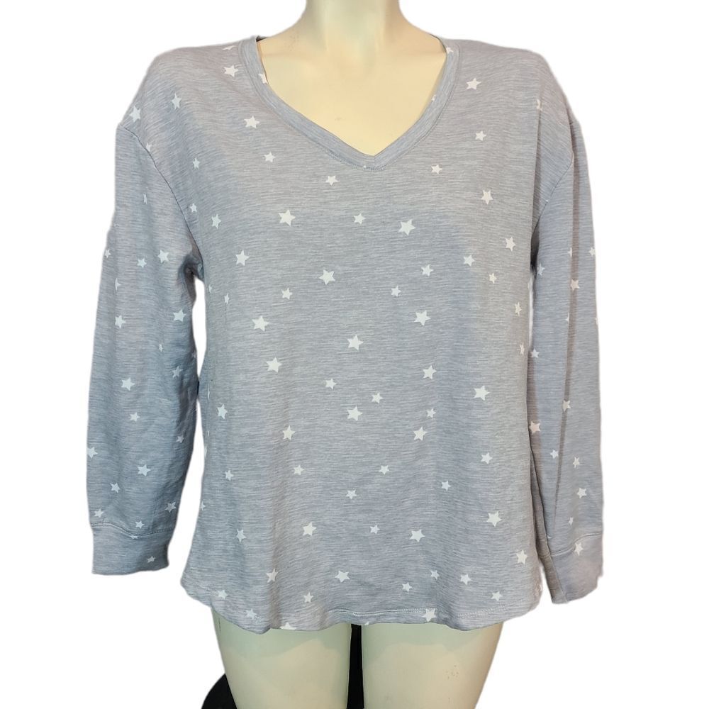 Jaclyn Intimates Grey Star Butter‎ Knit Lounge Top Size Medium